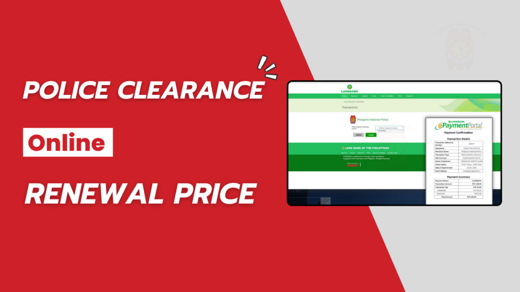 Police Clearance Certificate Online Renewal and Payment Portal