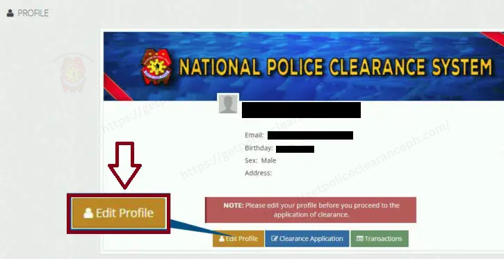 Login page for National Police Clearance System