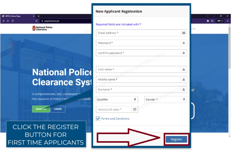 National Police Clearance System registration